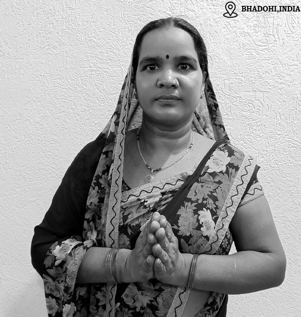 Savitri Chauhan, persian rug weaver in Bhadohi, India