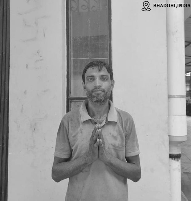 Kailash Ray, persian rug weaver in Bhadohi, India