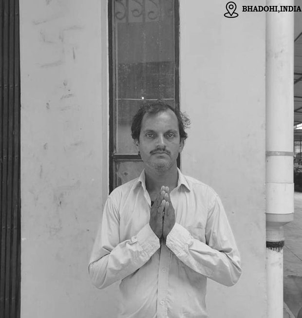 Rajesh Verma, persian rug weaver in Bhadohi, India